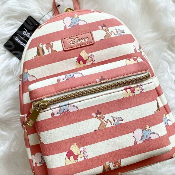 Loungefly Disney Best Friends Stripe Mini Backpack - Picture 1 of 5